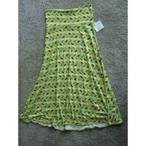 LuLaRoe MAXI Long SKIRT WOMENS Plus size 2XL Yellow Leaves Floral Stretch Soft‎